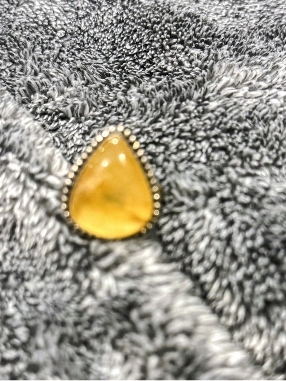 Source Unknown Teardrop Yellow Gemstone Ring in Silver-Tone